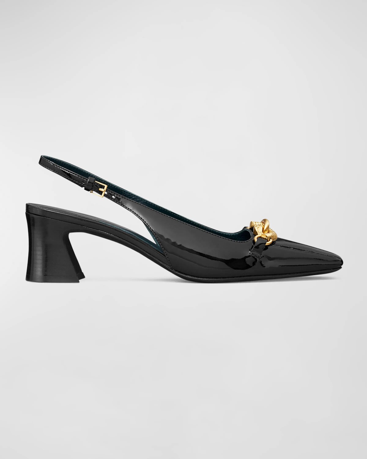 

Лакированные туфли Jessa с пяткой на пятке Horse Bit Tory Burch, цвет Perfect Black / Gold