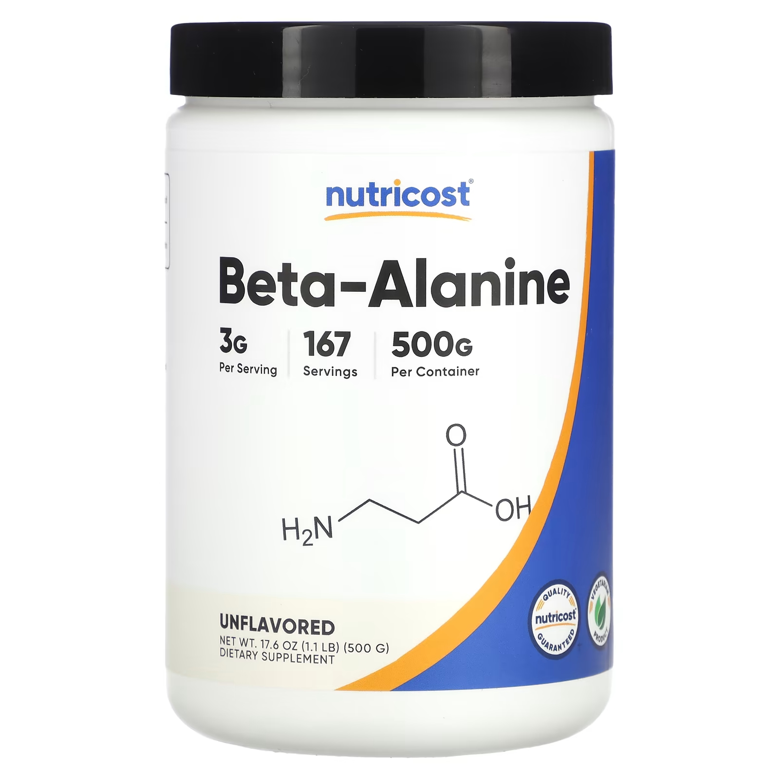 цена Бета-аланин Nutricost, 500 г