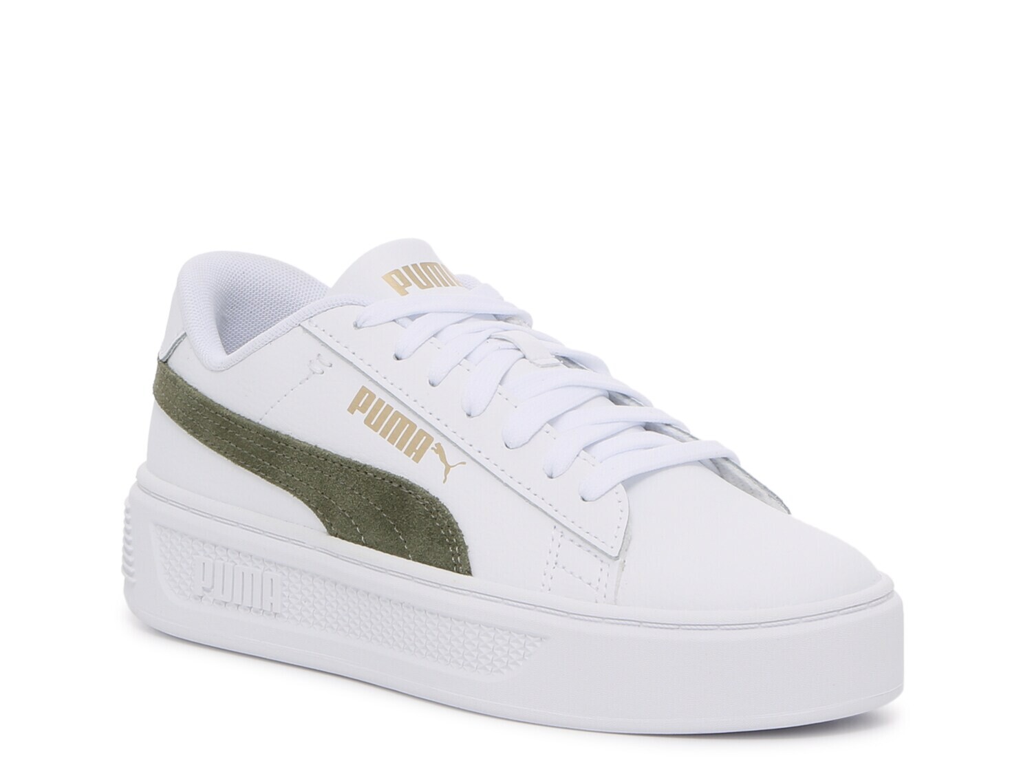 

Кроссовки Puma Smash V3, белый/оливково-зеленый