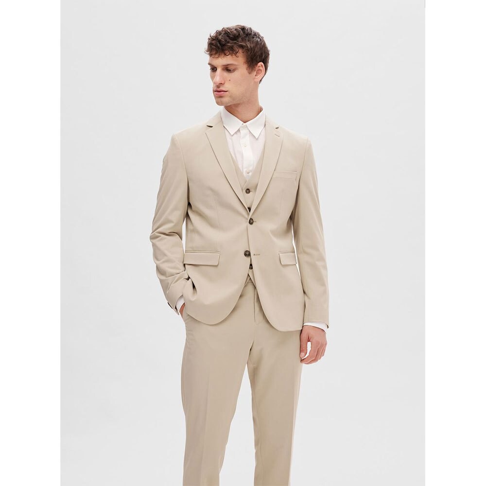 

Блейзер Selected Liam Slim Fit Flex, бежевый