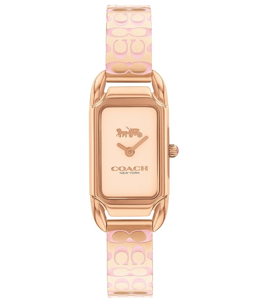 Женские кварцевые аналоговые часы COACH Cadie из розового золота с фирменным логотипом, розовый