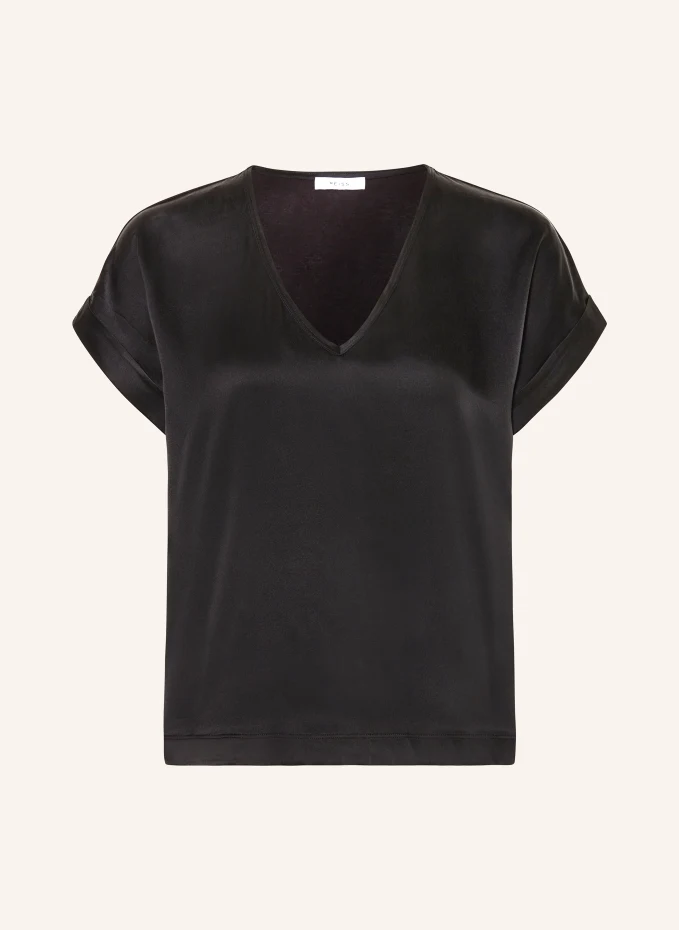 Блузка-рубашка из смеси материалов с шелком Reiss, черный