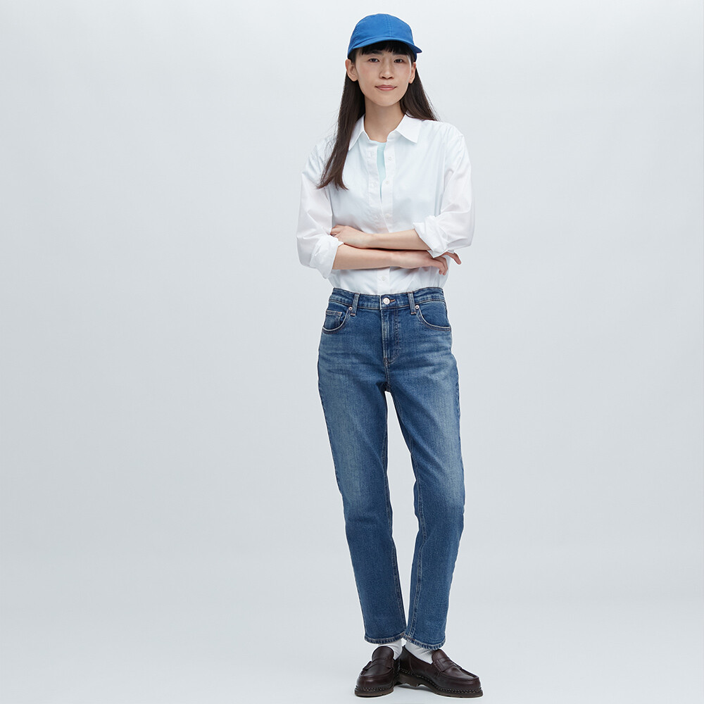 

Джинсы Uniqlo узкие прямые потертые, синий