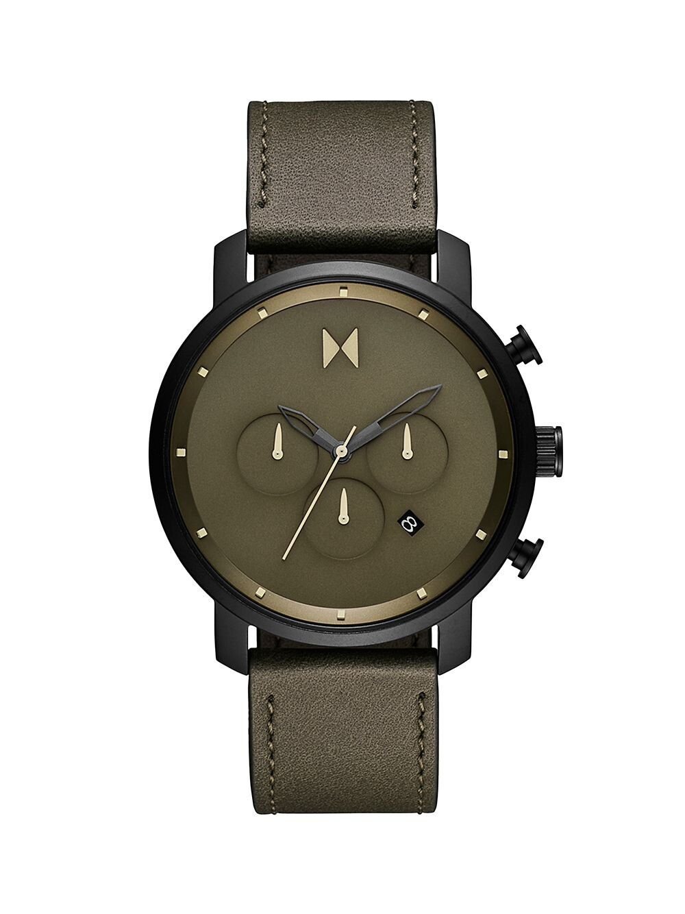 

Часы Chrono из нержавеющей стали и кожаного ремешка Mvmt, зеленый