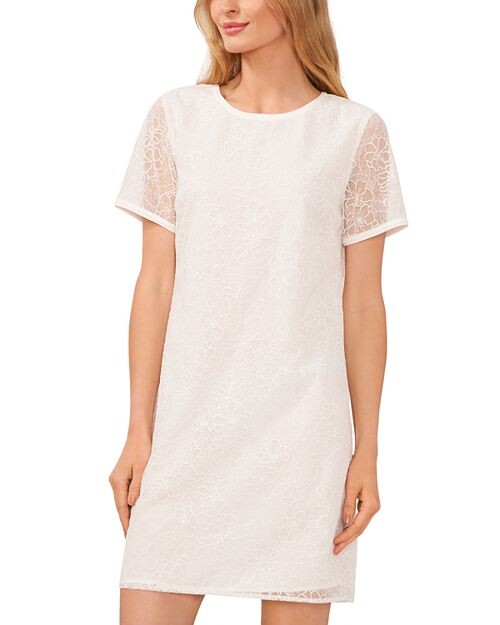 

Кружевное мини-платье с короткими рукавами CeCe, цвет White