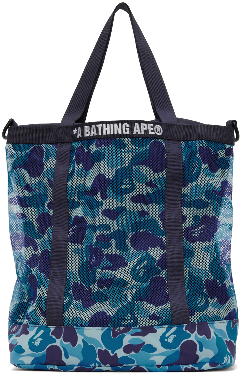 

Синяя сумка-тоут ABC с камуфляжным принтом Bape, цвет Blue