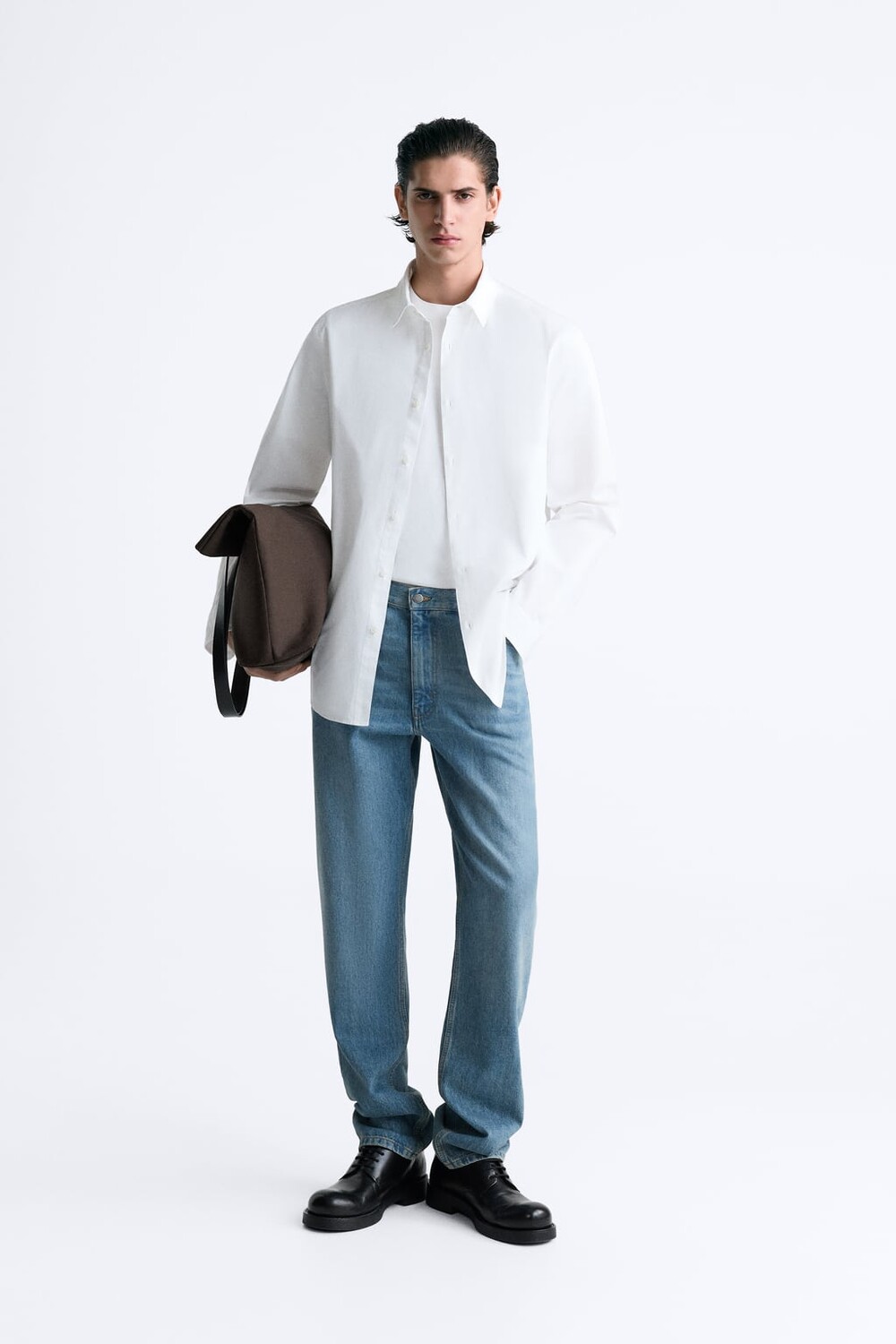 

Текстурированная рубашка ZARA, белый