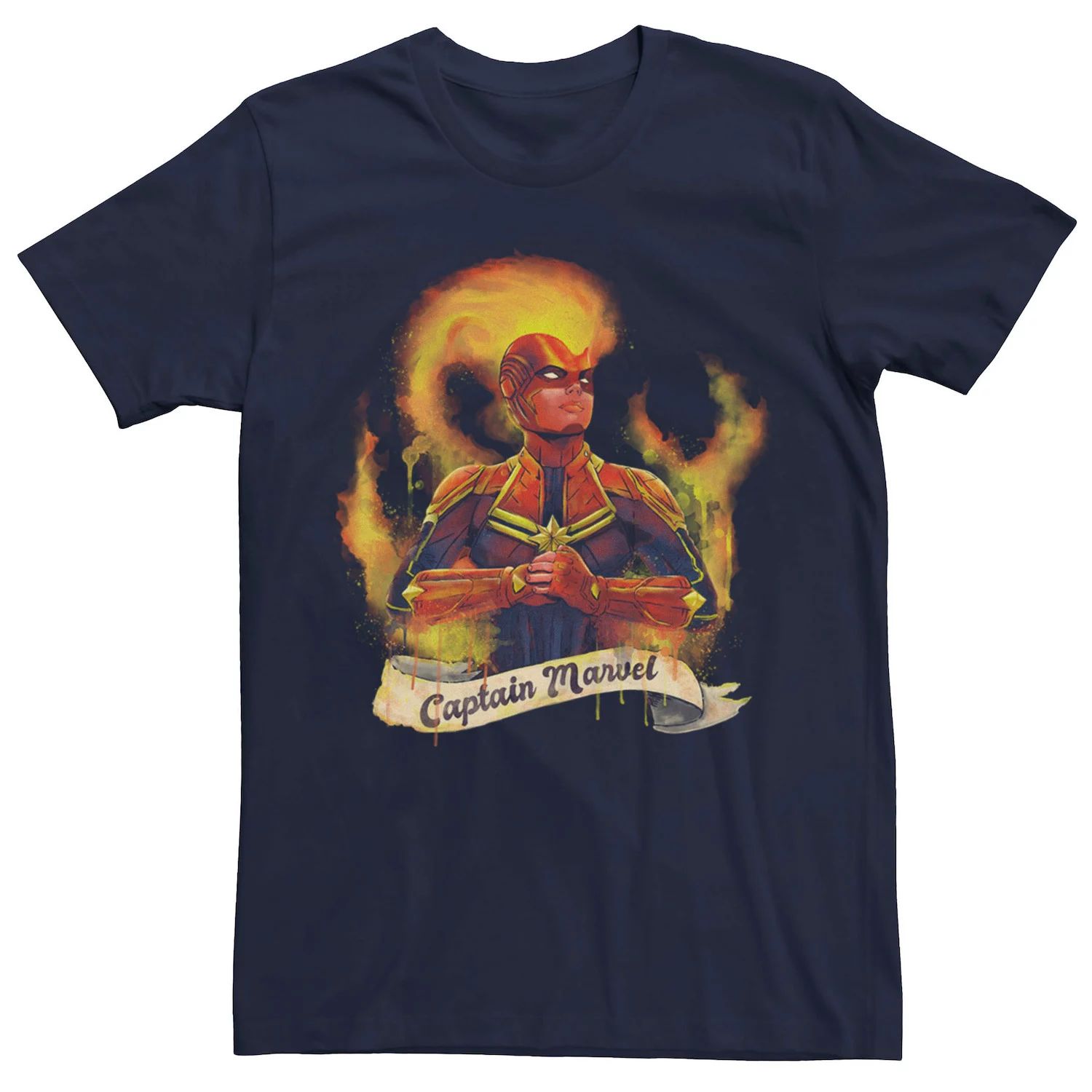 Мужская футболка с портретом Captain Flame Marvel