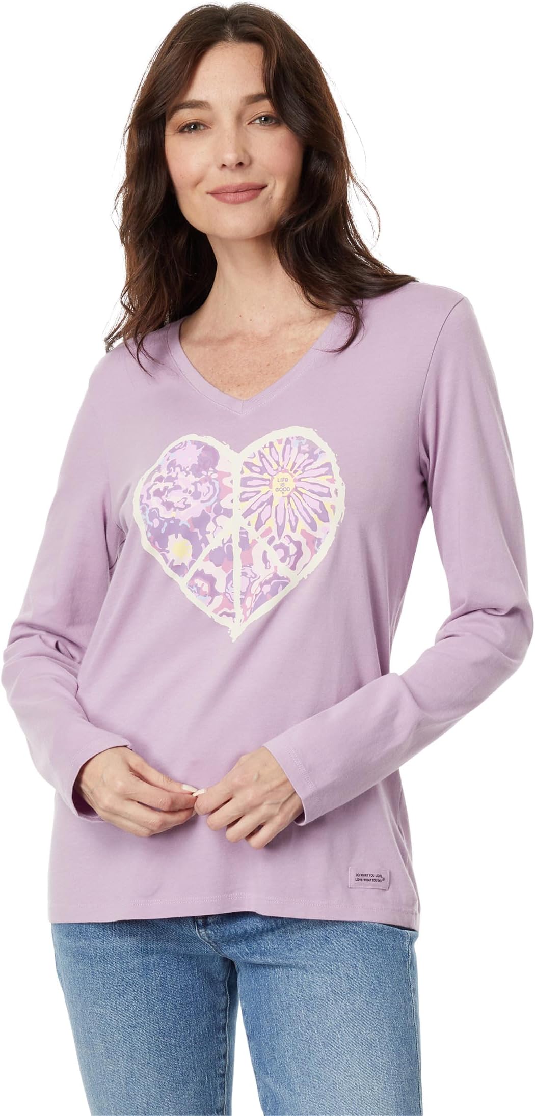 

Peace in Heart Long Sleeve Crusher Vee Life is Good, цвет Violet Purple