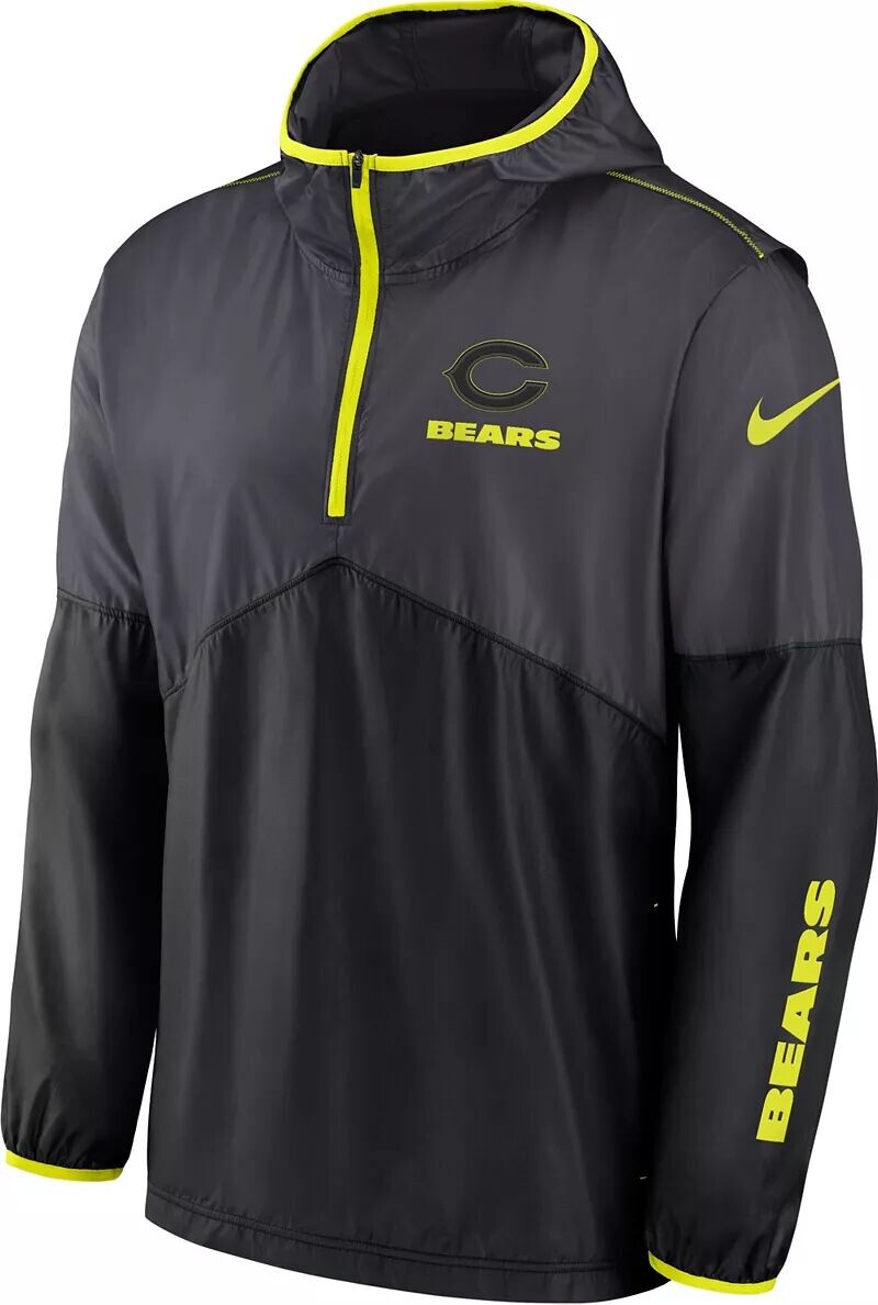 

Мужская куртка Nike Chicago Bears 2023 Volt антрацитового цвета с молнией до половины