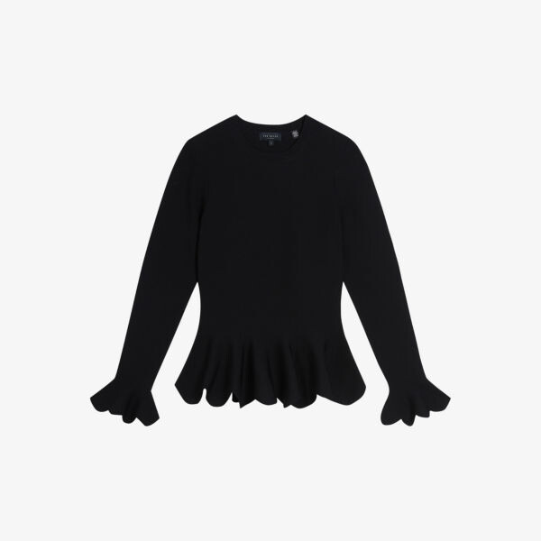 

Топ Lillyyy эластичной вязки с длинными рукавами и баской Ted Baker, черный