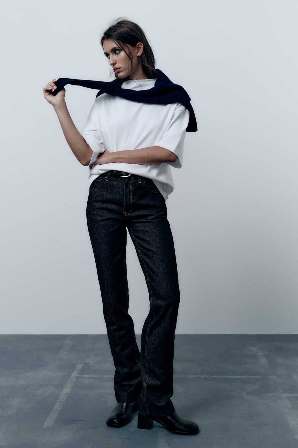 

Чистая хлопковая футболка ZARA, белый