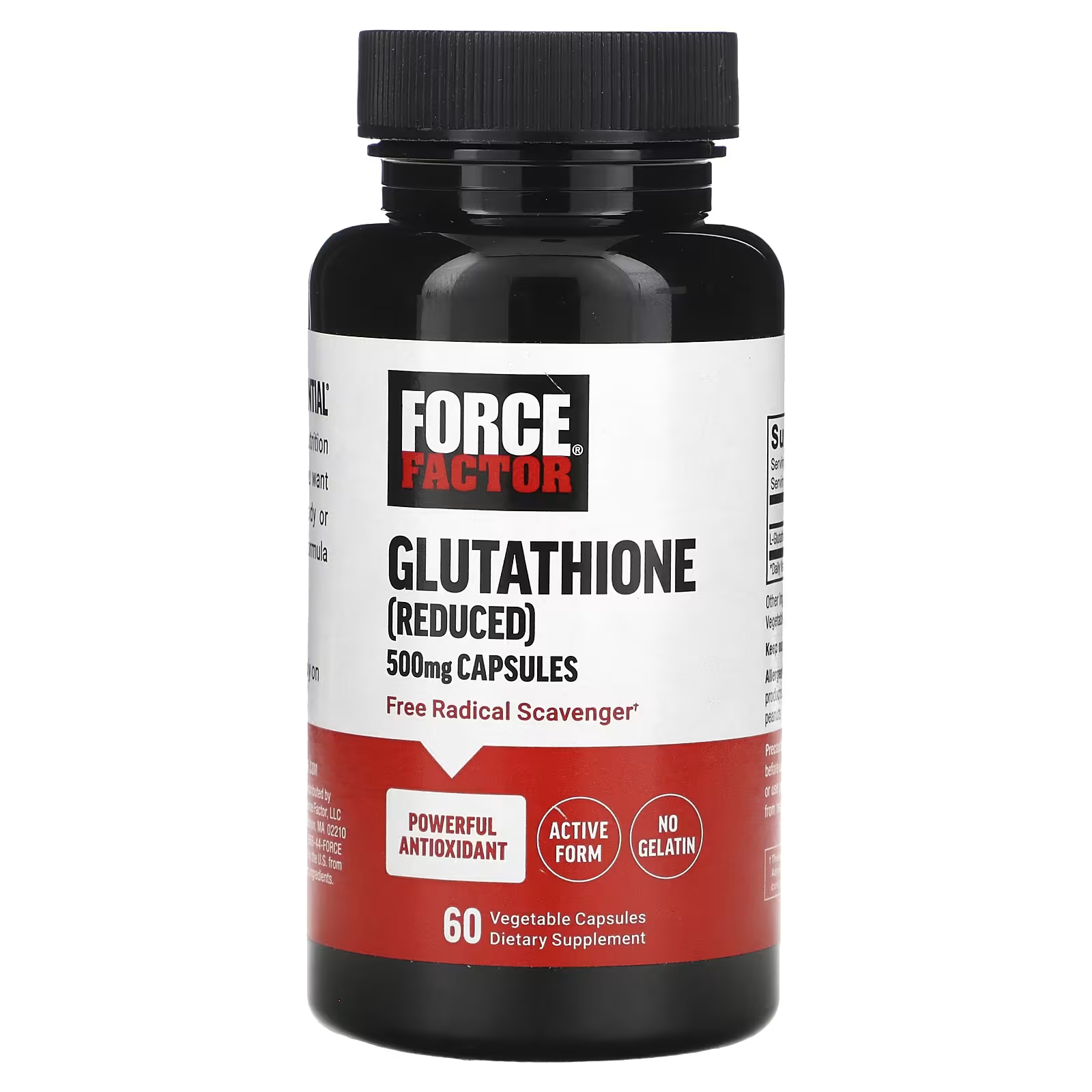 Force Factor Глутатион (восстановленный) 500 мг, 60 растительных капсул force factor кордицепс 500 мг 60 капсул