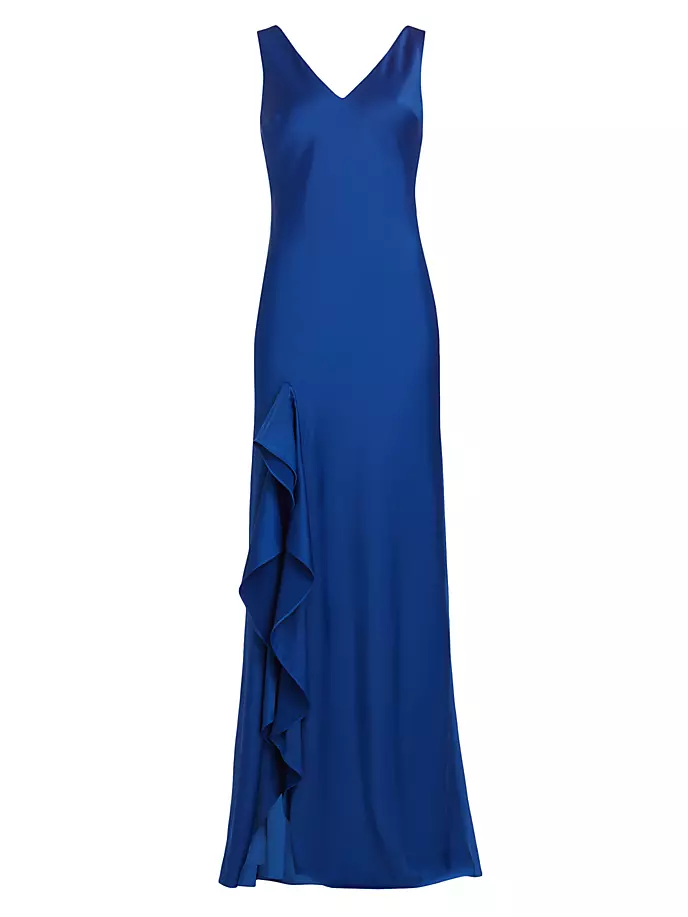 

Атласное платье Ashylynn с оборками Ml Monique Lhuillier, цвет royal azure