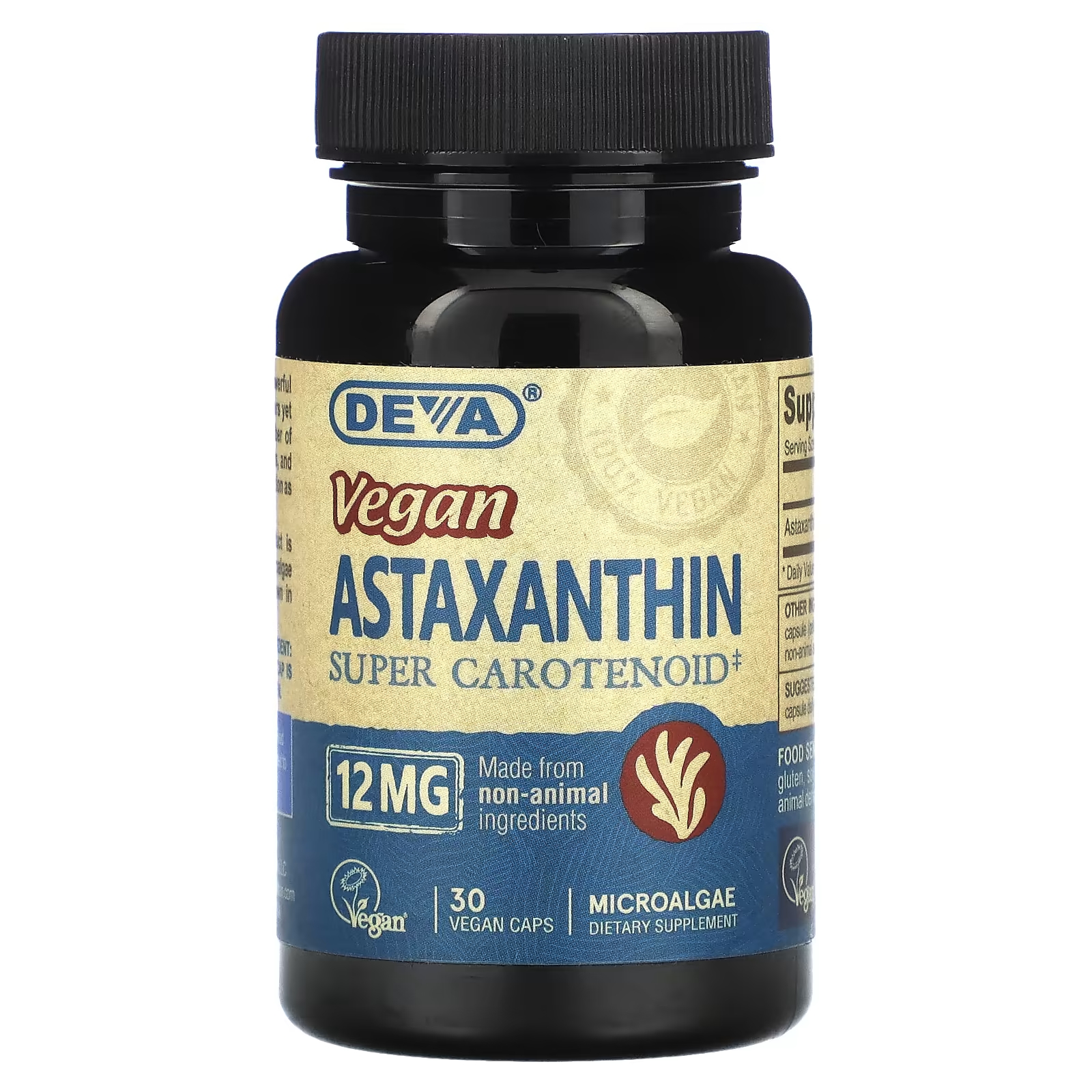 Веганский астаксантиновый суперкаротиноид Deva, 30 веганских капсул deva веганский трибутирин 500 мг 90 веганских капсул