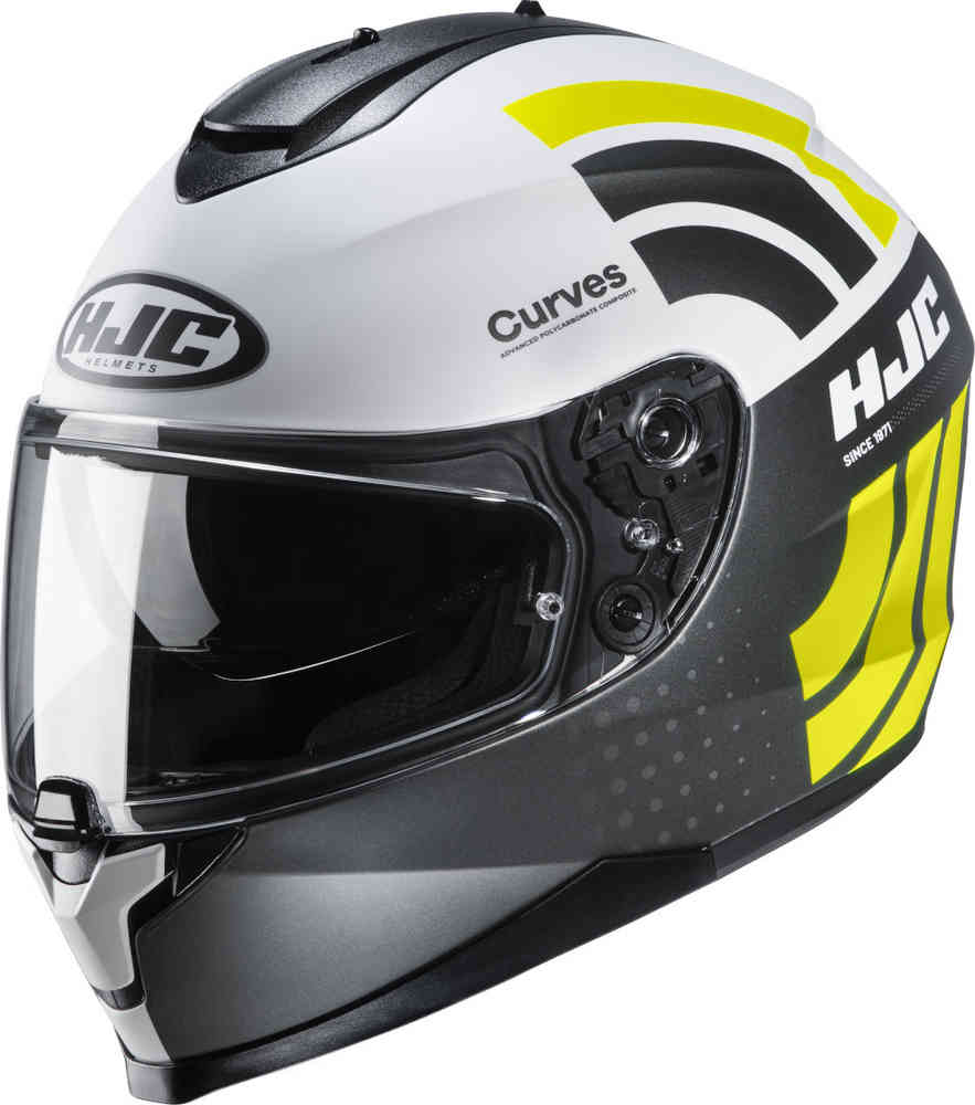 C70 Кривые шлем HJC, черный/желтый/белый