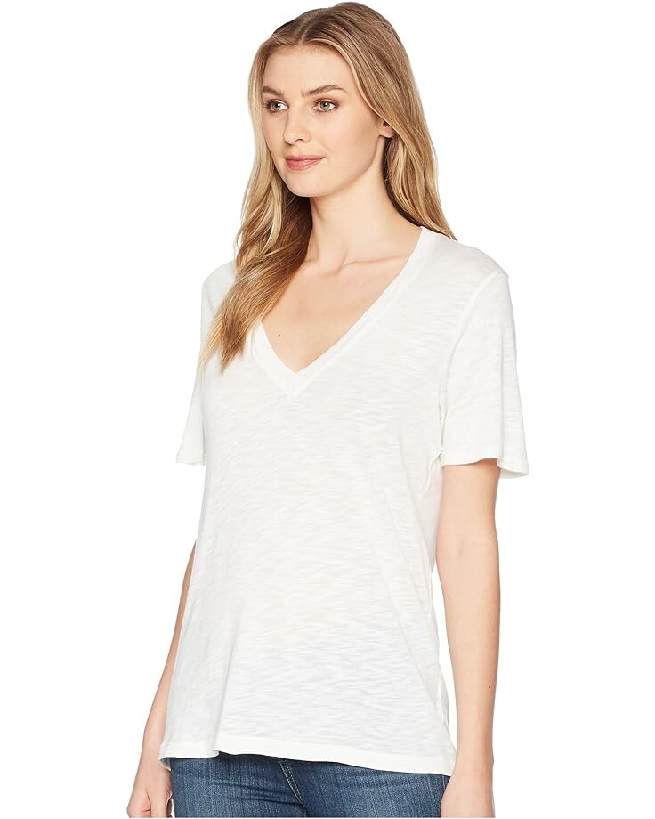 

Футболка Splendid Everly Short Sleeve Cotton Modal Slub V-Neck Tee, белый
