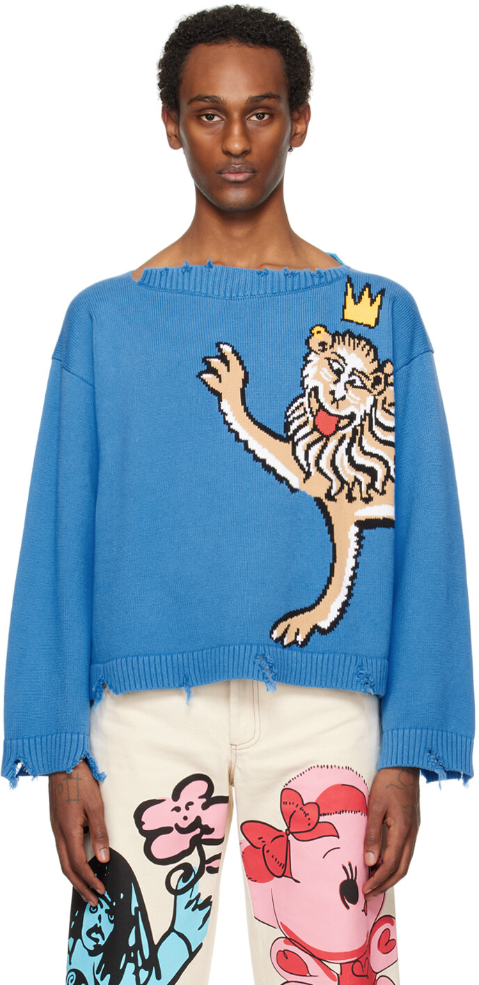 

Синий свитер с разрезом Charles Jeffrey Loverboy