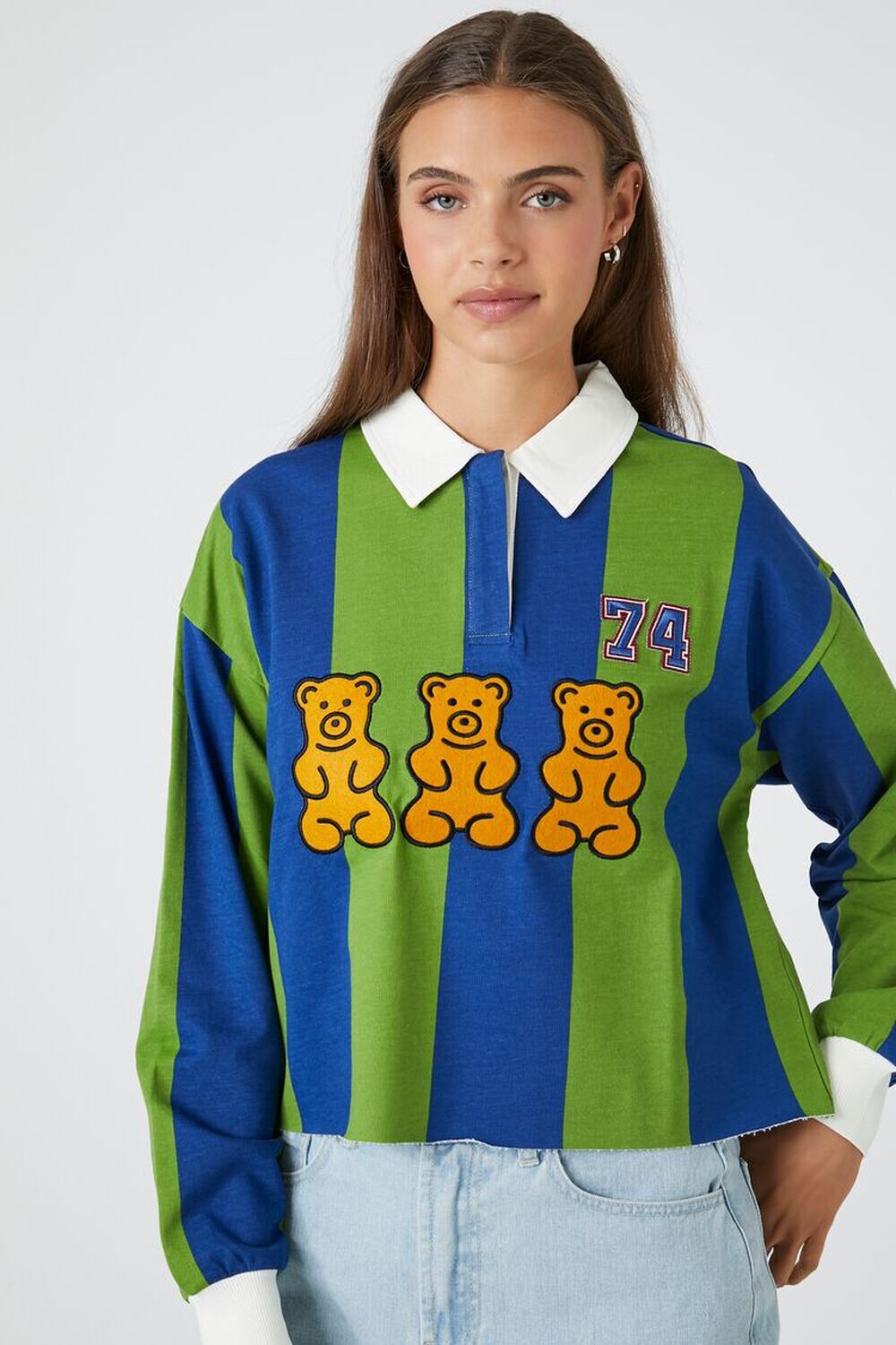 

Полосатая рубашка для регби Teddy Bear Forever 21, нави