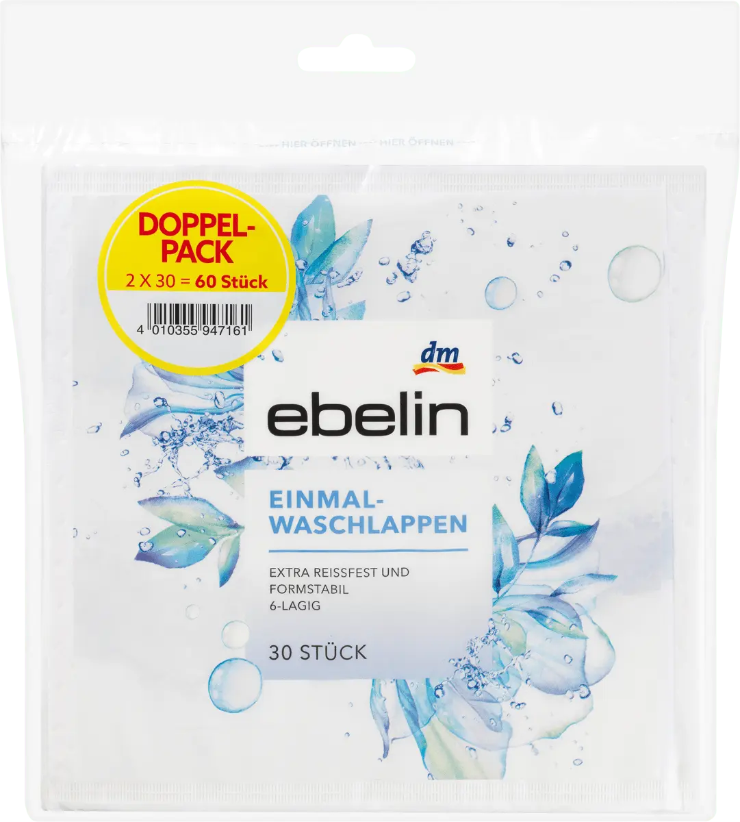 

Одноразовые мочалки (2 х 30) 60 шт. ebelin