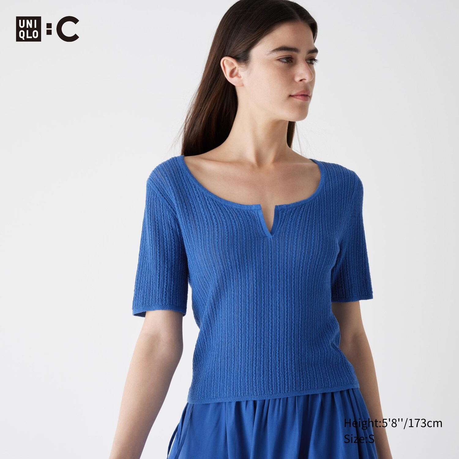

Короткий свитер среднего рукава UNIQLO, синий