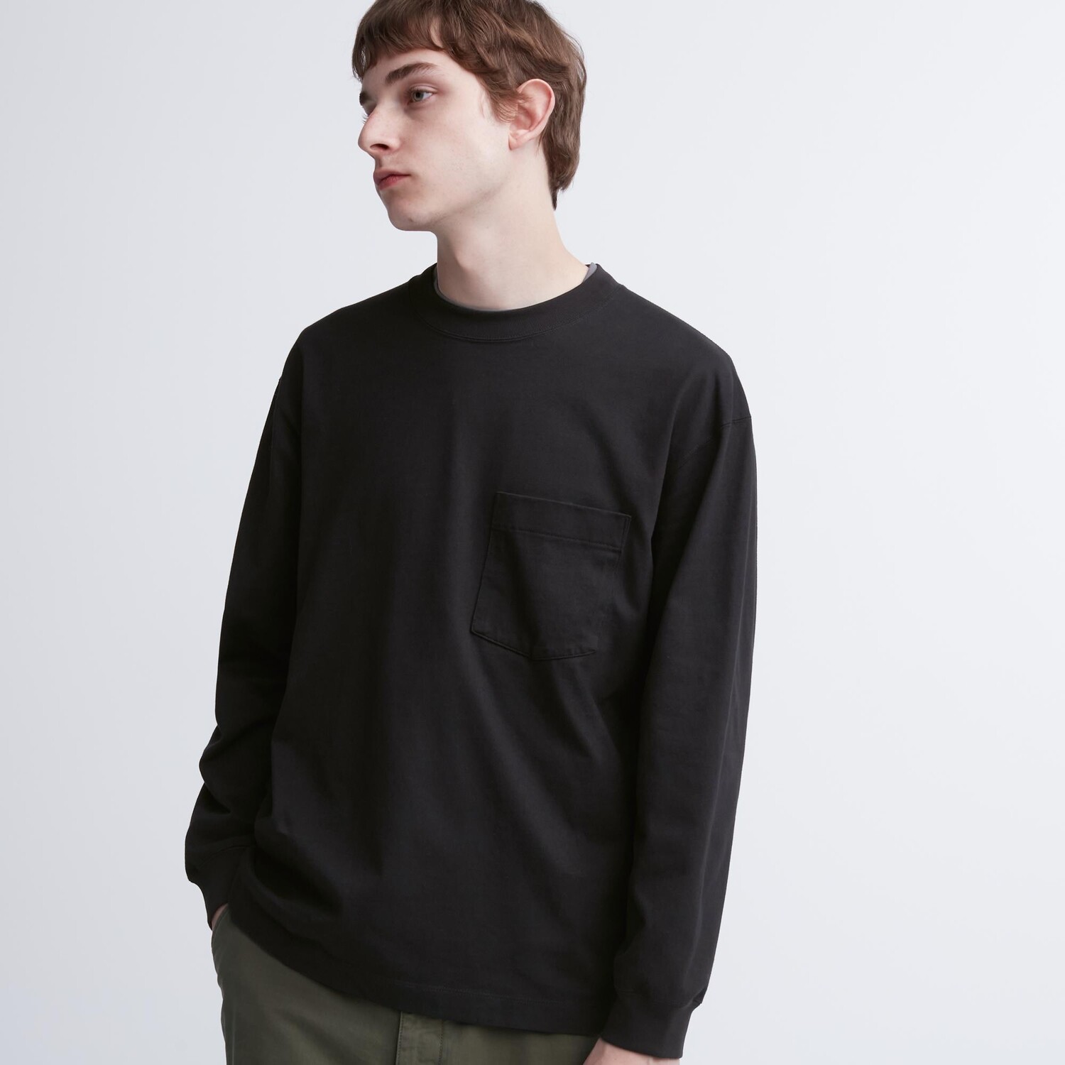 

Футболка из хлопка Uniqlo с круглым вырезом, черный