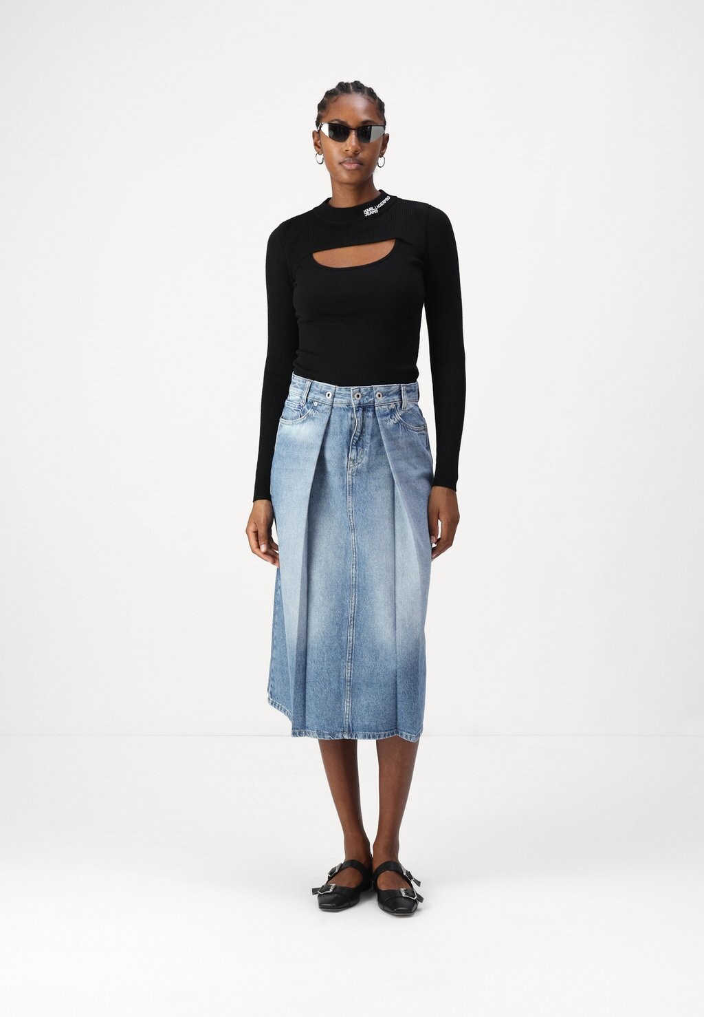 

Юбка А-силуэта PLEAT MIDI SKIRT Karl Lagerfeld Jeans, синий