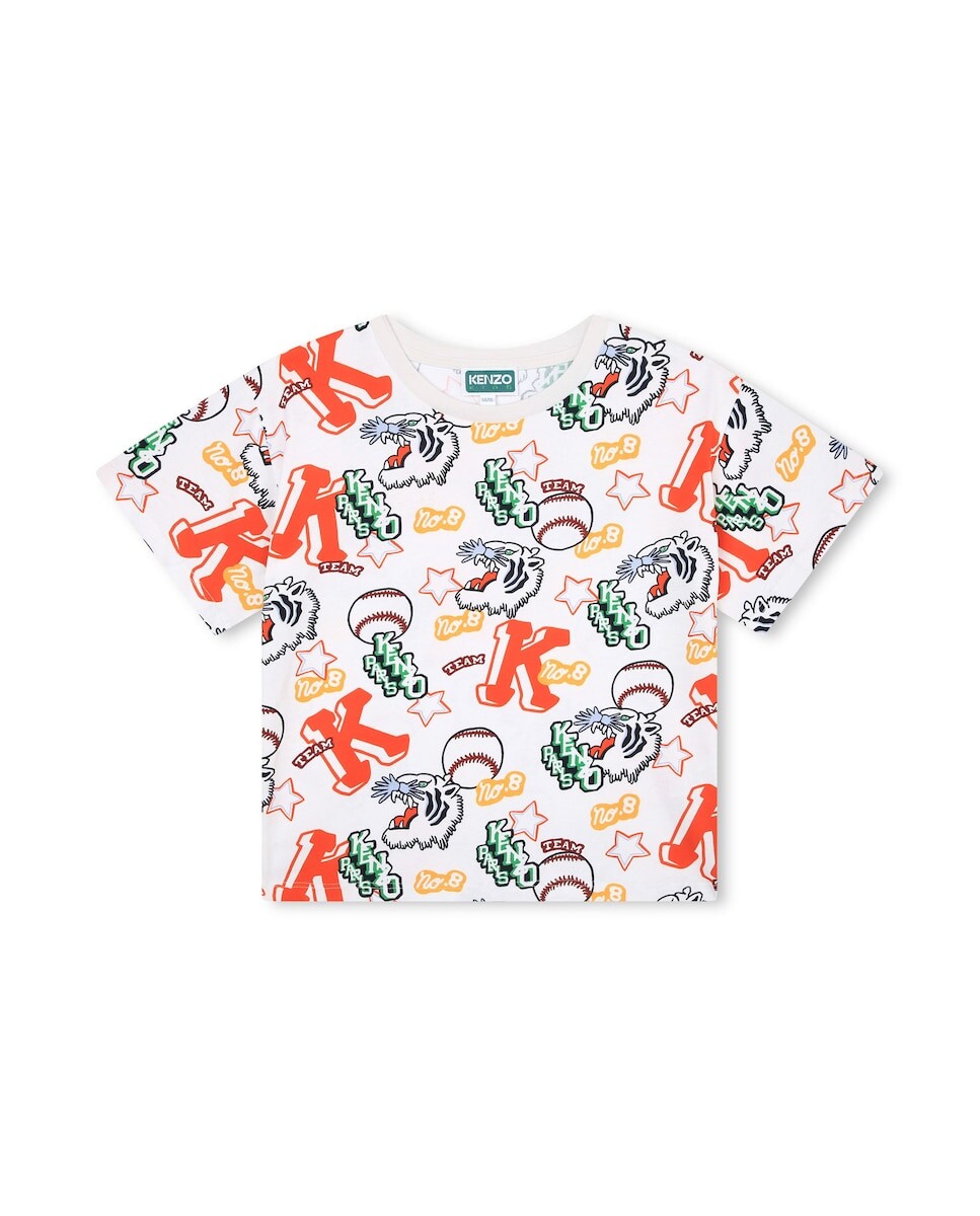 

Хлопковая футболка с принтом для мальчика Kenzo, белый