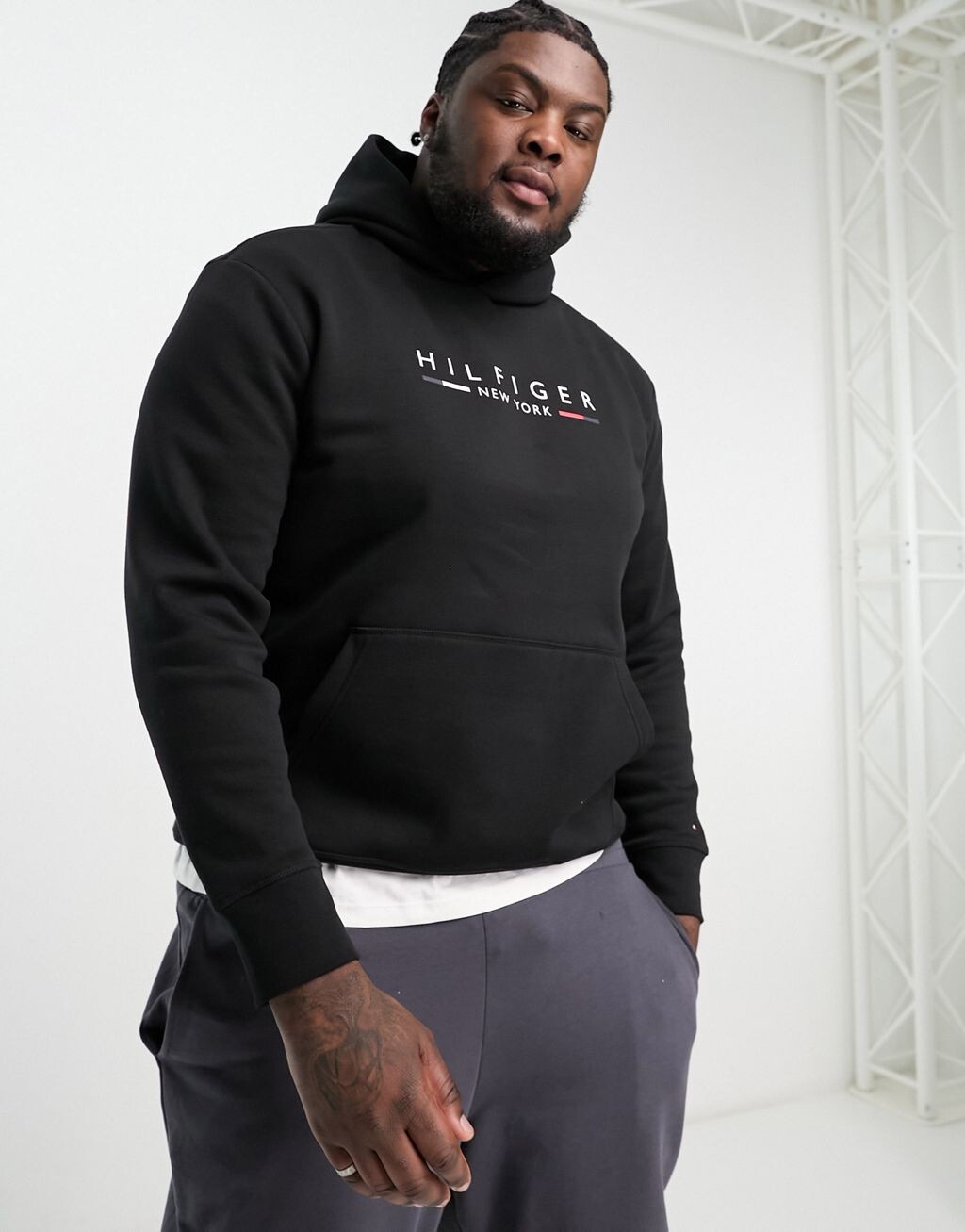 

Черный худи с логотипом Tommy Hilfiger Big & Tall NY