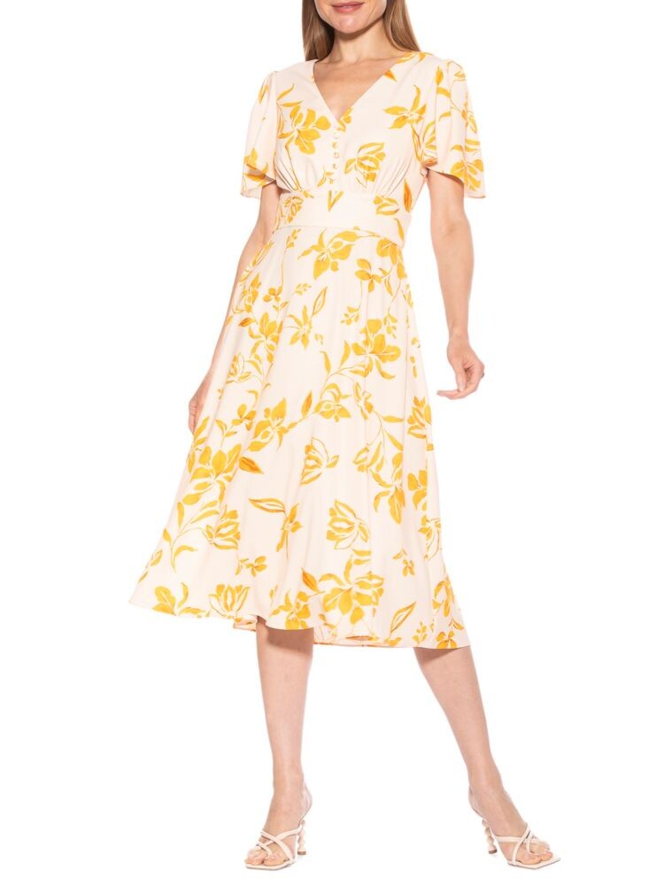 

Платье миди с цветочным принтом Lulu Alexia Admor, цвет Beige Floral