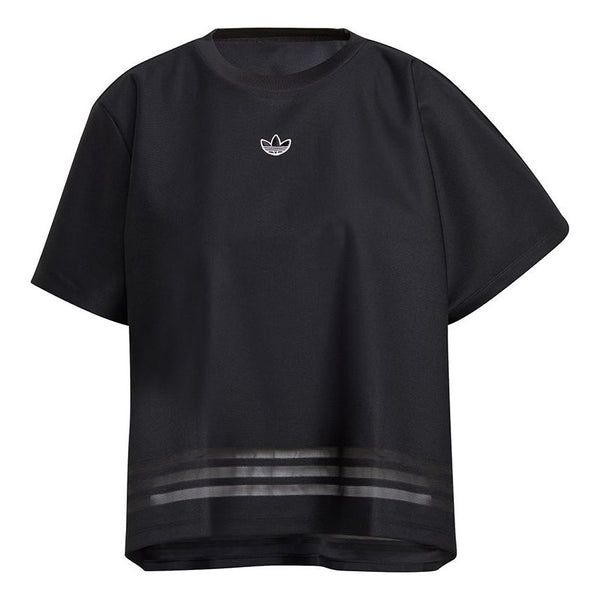 Футболка (WMNS) adidas originals T-shirt Casual Sports Asymmetric Breathable Short Sleeve Black T-Shirt, черный