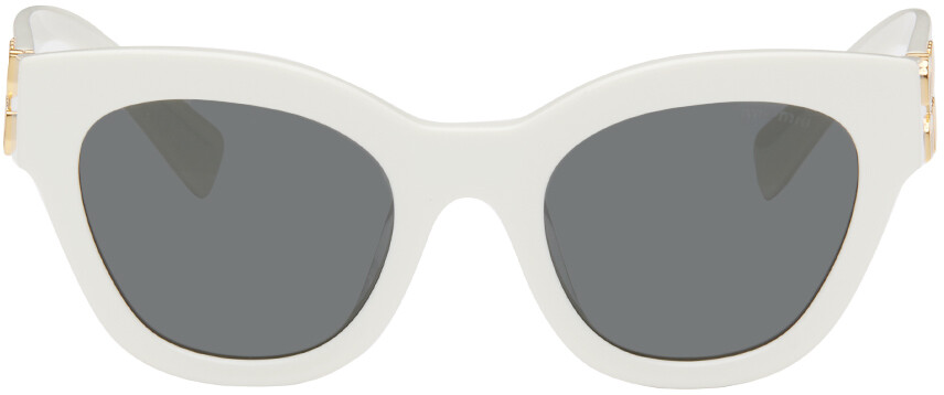 

Белые солнцезащитные очки с блеском Miu Miu Eyewear