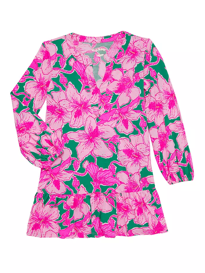 

Мини-платье Alyssa для маленьких девочек и девочек Lilly Pulitzer Kids, цвет kelly green hibis kiss