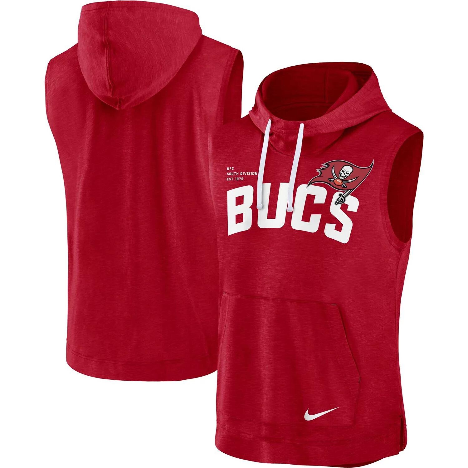 

Мужской пуловер без рукавов с капюшоном Heather Red Tampa Bay Buccaneers Nike