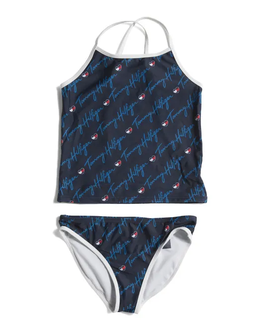 

Раздельный купальник танкини в тон для девочек Tommy Hilfiger, темно-синий