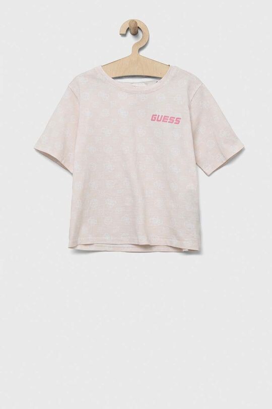 

Детская хлопковая футболка Guess, бежевый