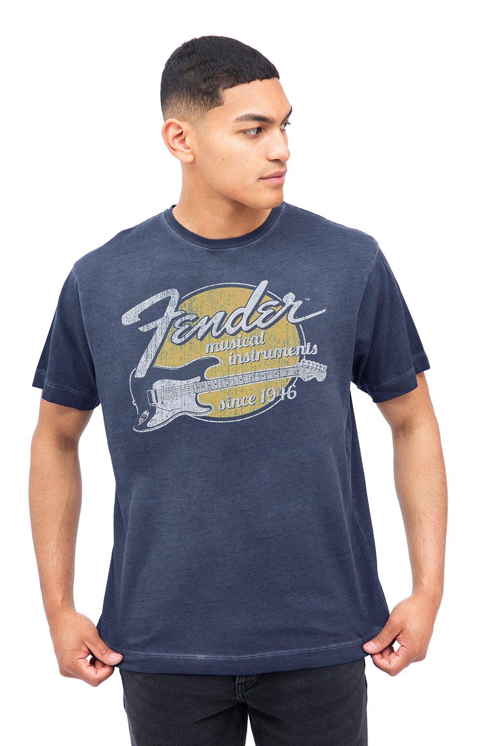 Хлопковая футболка «С 46» Fender, темно-синий