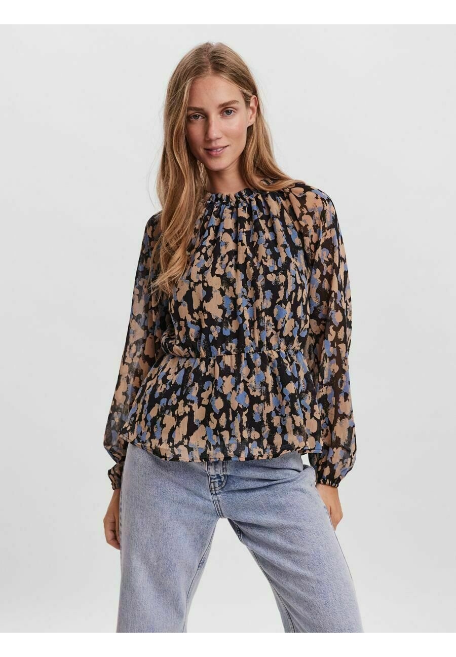 

Блузка Vero Moda с кулиской, черный/мультиколор