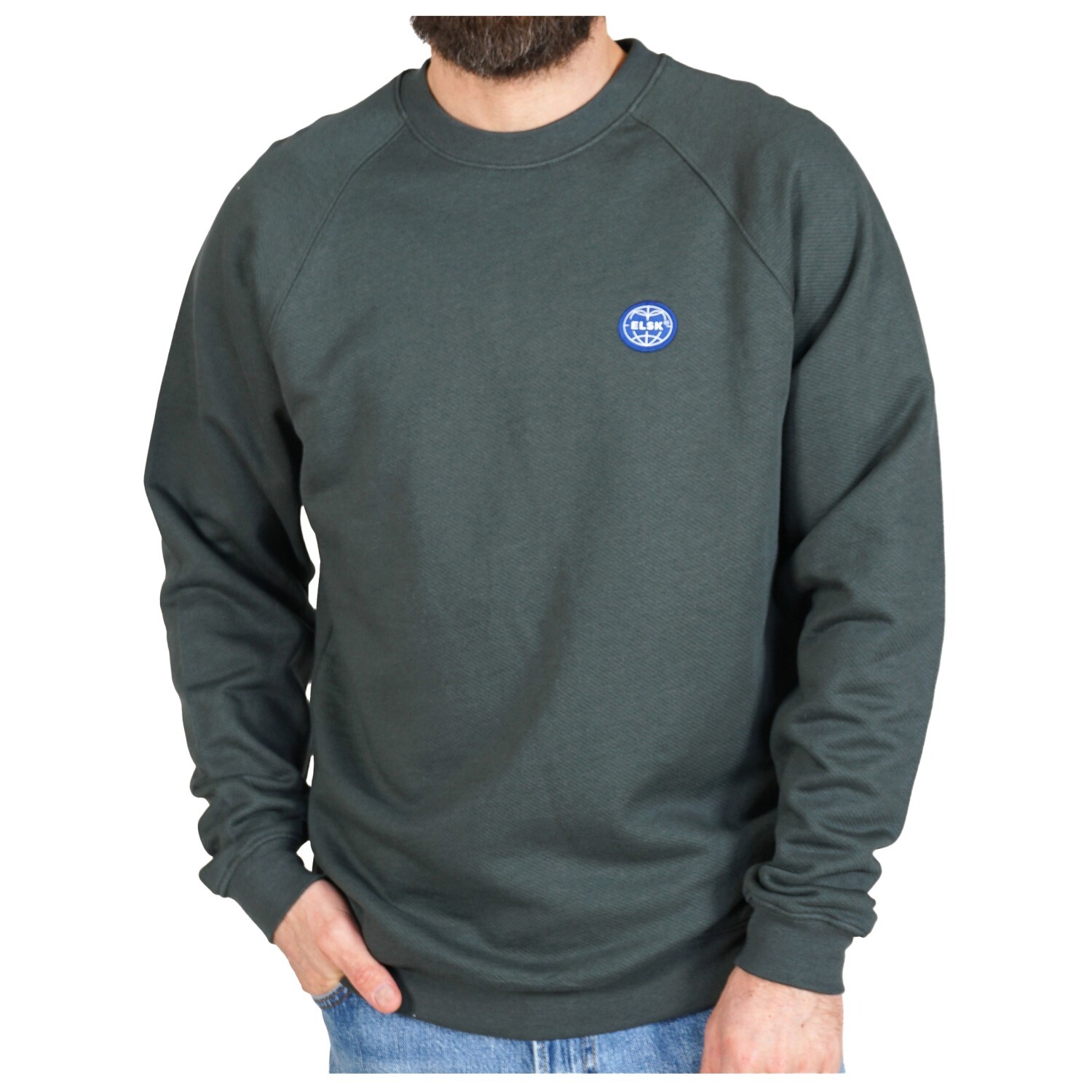 цена Пуловер Elsk Globe Tværs Crewneck, цвет Stone Green