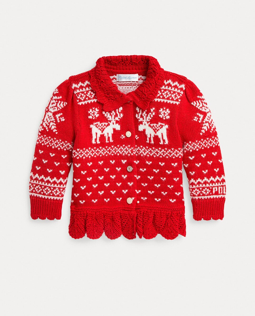 

Красный кардиган с мультипринтом для девочки Polo Ralph Lauren, красный