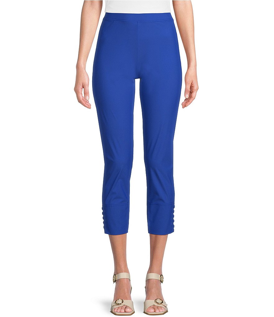 Узкие укороченные брюки эластичного трикотажа IC Collection, синий