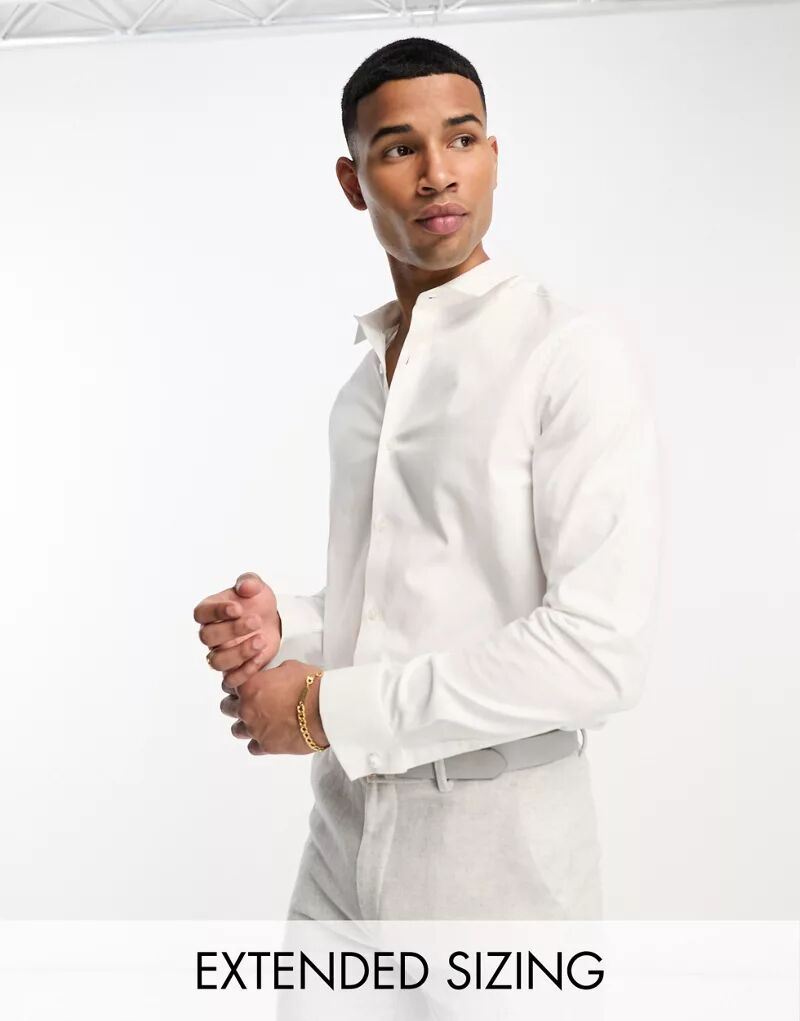 Белая оксфордская рубашка классического кроя с двойными манжетами ASOS