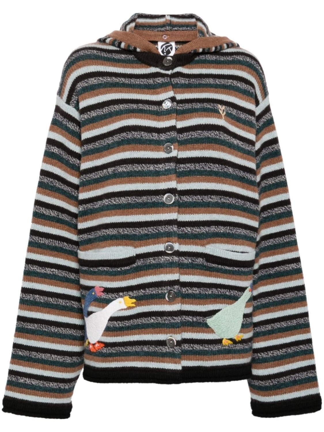 

YANYAN KNITS полосатый кардиган, коричневый