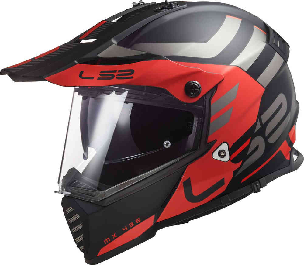 MX436 Pioneer Evo Adventurer Шлем для мотокросса LS2, черный матовый/красный цена и фото