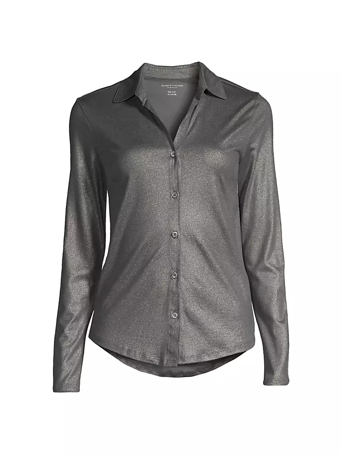 Рубашка на пуговицах с эффектом металлик Majestic Filatures, цвет carbone romeo mineral ball carbone