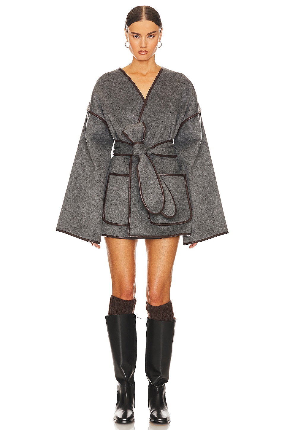 Пальто Helsa Wool Blend Blanket, серый пальто uniqlo wool blend oversized fit short коричневый