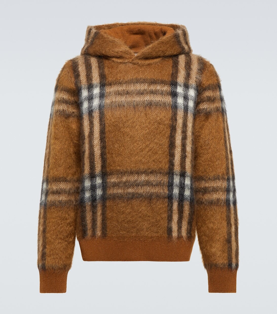 

Толстовка с капюшоном из жаккарда в клетку Burberry, коричневый