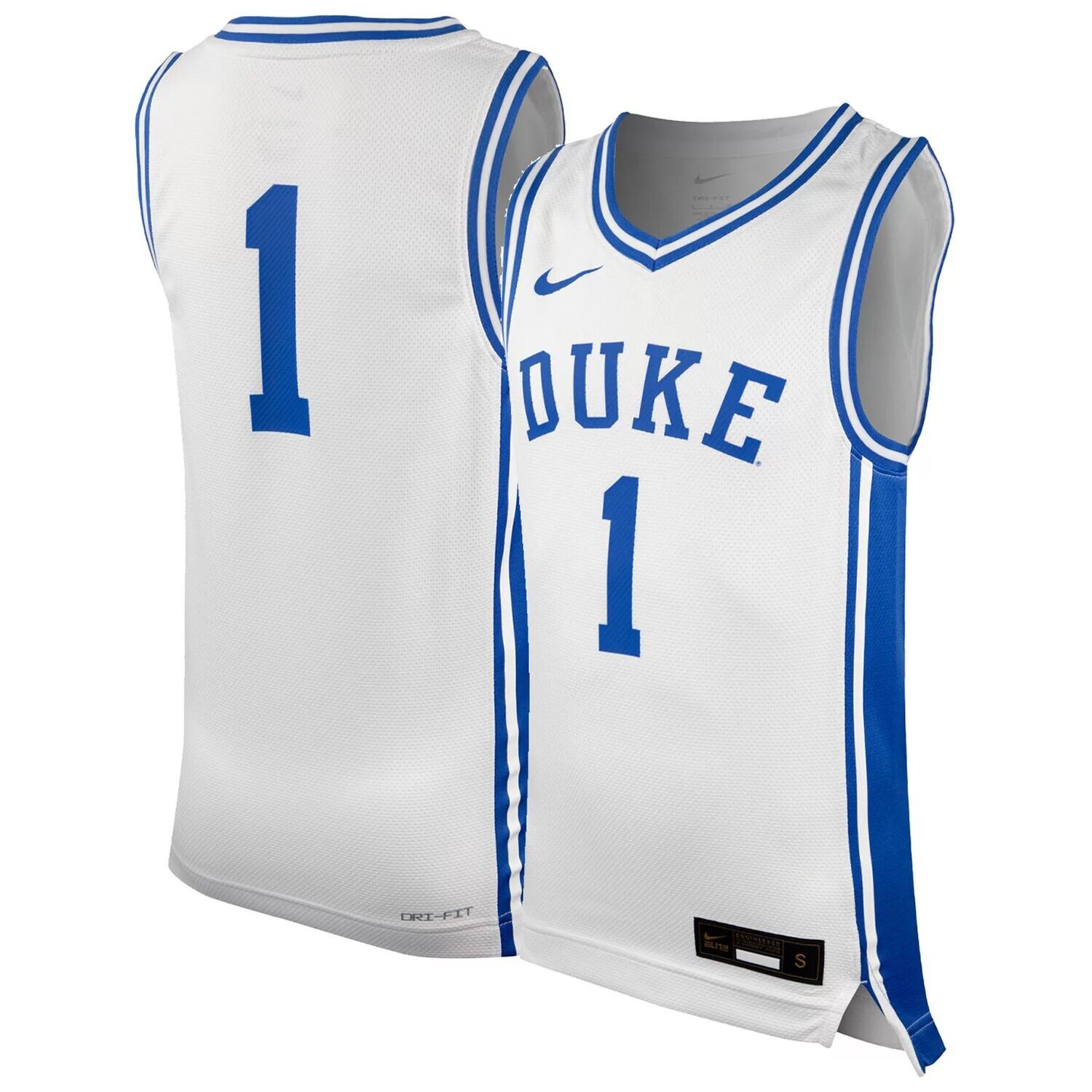 

Реплика молодежной баскетбольной майки Nike #1 White Duke Blue Devils Icon Nike