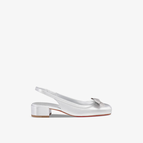 

Кожаные балетки на каблуке mamaflirt с бантом Christian Louboutin, серебряный