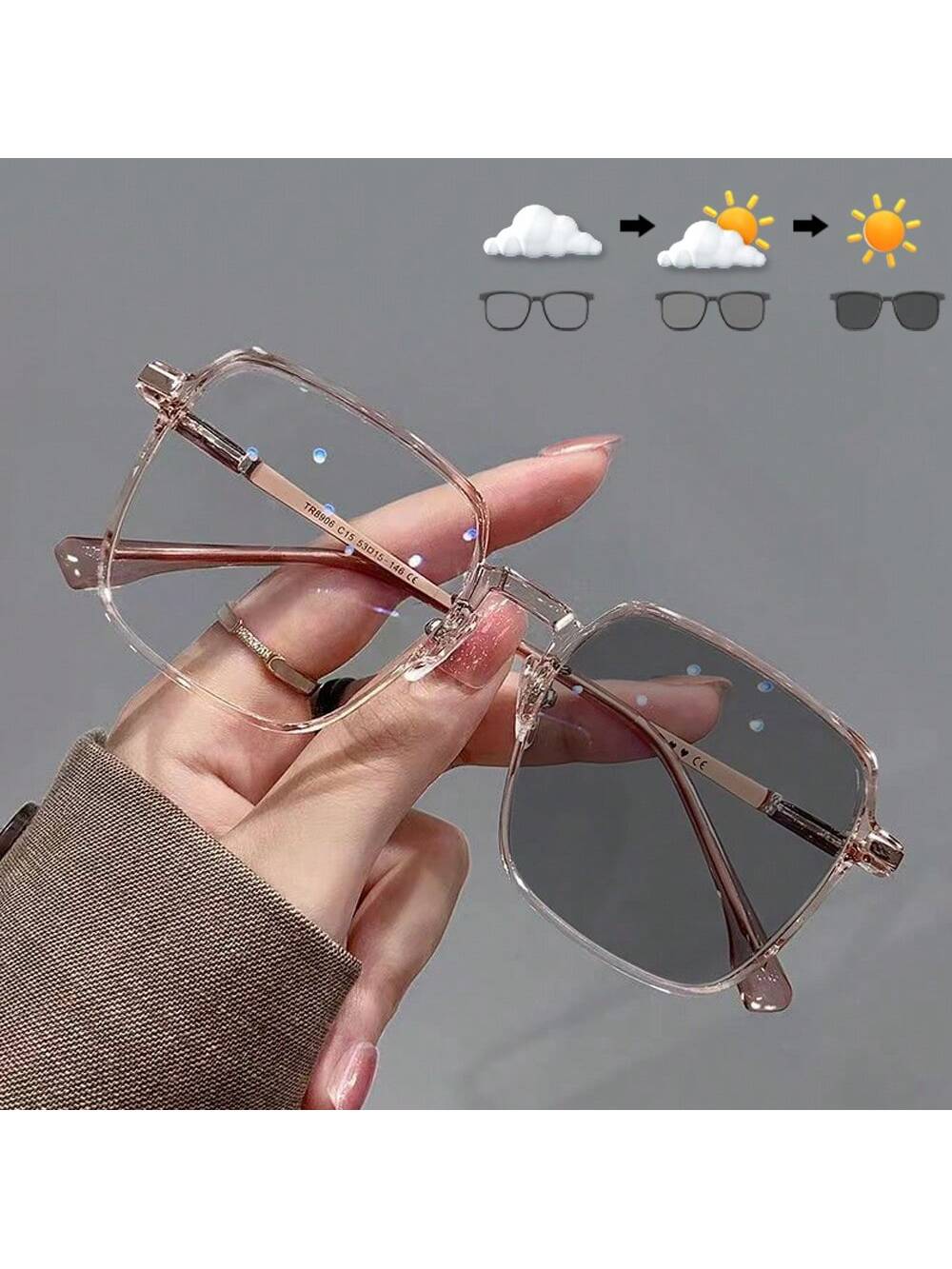 1 шт. женские квадратные модные очки классические современные простые фотохромные солнцезащитные очки